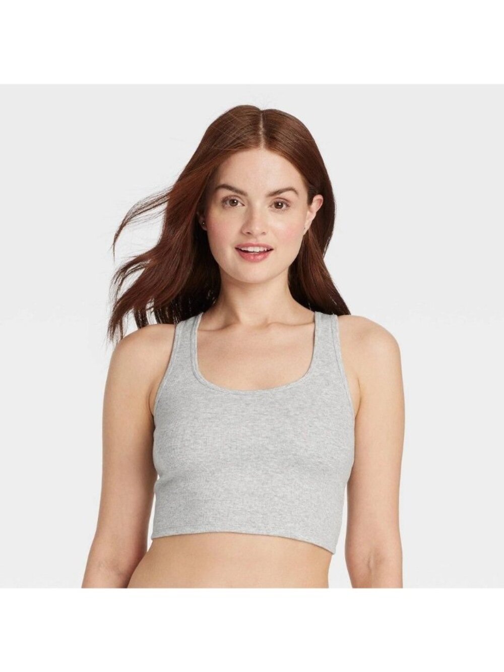 NWT Women's Medium Cotton Blend Ribbed Cropped Tank Top - Auden